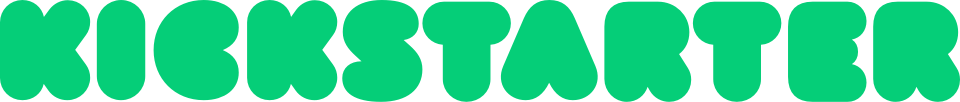 Kickstarter logo in bright green letters, featuring a rounded typeface.